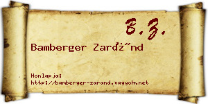 Bamberger Zaránd névjegykártya